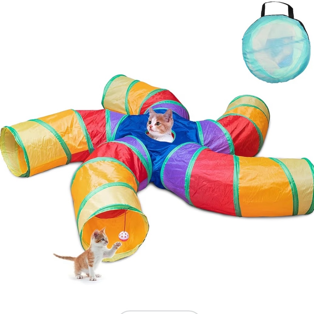 rainbow 5 tunnel cat play tubes